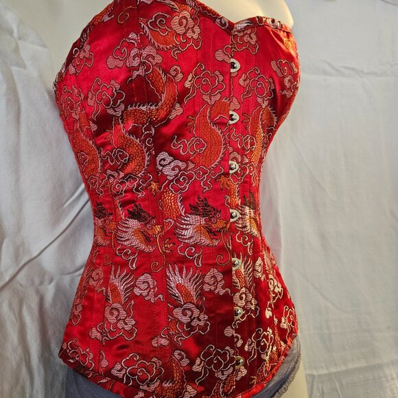NEW VINTAGE XS Dangerous Liaison TIGHT LACING Corset RED Dragon - Picture 3 of 14